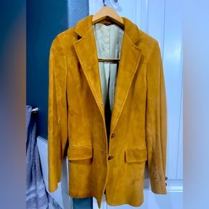 Vintage genuine leather blazer jacket cullwell and sons size medium unis…